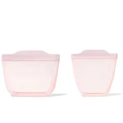 Oxo - Sacos reutilizáveis de silicone Tot - Conjunto de 2 peças de copos e lanches, Blossom New