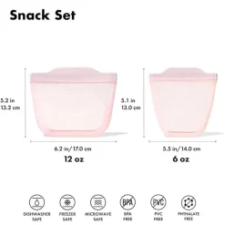 Oxo - Sacos reutilizáveis de silicone Tot - Conjunto de 2 peças para copos e lanches, Opal Outlet