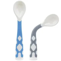Kushies Baby Pacote com 2 colheres dobráveis Kushies Silibend (azul/cinza) Hot