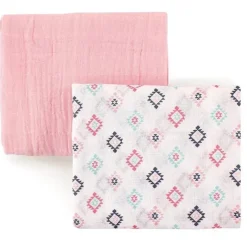 Hudson Baby Pacote de 2 cobertores de musselina , rosa asteca Outlet