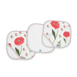 Little Unicorn Pacote de 3 toalhinhas de algodão em papoula de verão Discount