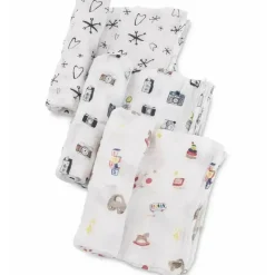 Little Unicorn Pacote de 3 unicórnios Boss Baby algodão musselina Swaddle - caixa de brinquedos, multi New