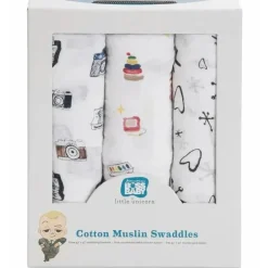 Little Unicorn Pacote de 3 unicórnios Boss Baby algodão musselina Swaddle - caixa de brinquedos, multi New