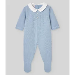 Paz Rodriguez - Baby Boy Knit Newborn Romper Vento, Sky Blue Best