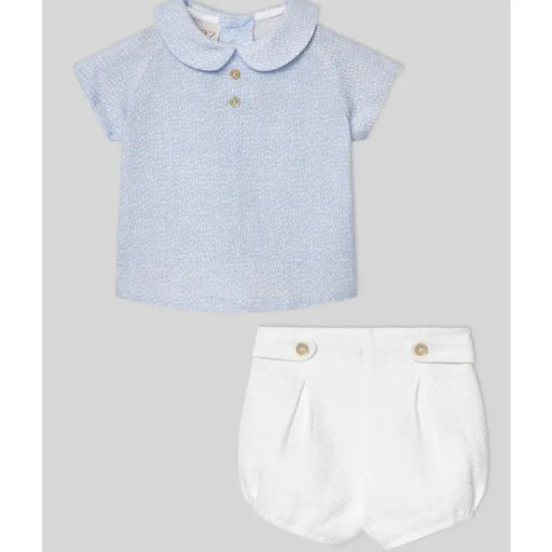 paz_rodriguez__baby_boy_s_SKU4HuLXope_0.webp Paz Rodriguez - Baby Boy Set Woven Newborn Shirt + Shorts Vento, Sky Blue New