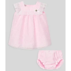 Paz Rodriguez - Baby Girl Set Woven Newborn Dress + Bloomers Linda, Chalk Pink Fashion