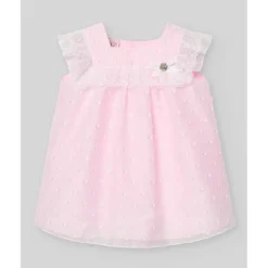 Paz Rodriguez - Baby Girl Set Woven Newborn Dress + Bloomers Linda, Chalk Pink Fashion