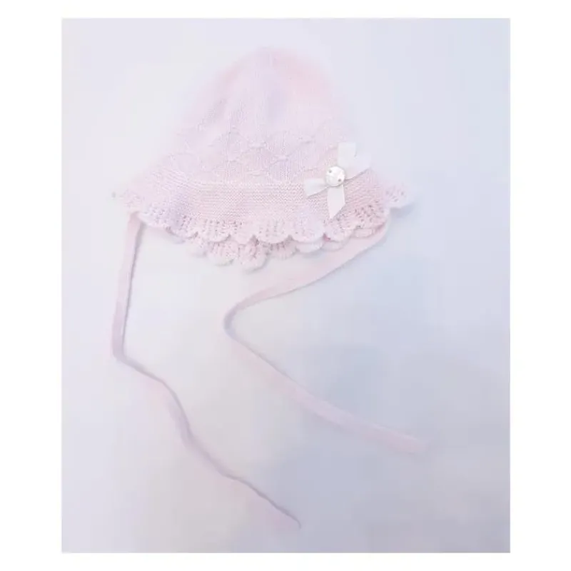 paz_rodriguez__baby_knit__SKU8lvs8f0G_1.webp Paz Rodriguez - Baby Knit Newborn Bonnet Linda, Chalk Pink/White Sale