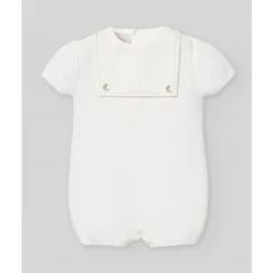 Paz Rodriguez - Baby Knit Newborn Romper Lino, White Best