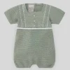 Paz Rodriguez - Baby Knit Macacão Aperta, Menta Verde/Branco Fashion