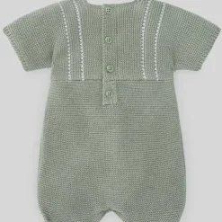 Paz Rodriguez - Baby Knit Macacão Aperta, Menta Verde/Branco Fashion