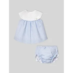 Paz Rodriguez - Baby Set Knit Newborn Dress + Bloomers Vento, Sky Blue Sale