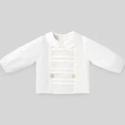 Paz Rodriguez - Blusa recém-nascida de tecido para bebê menino Dulzura, creme Outlet