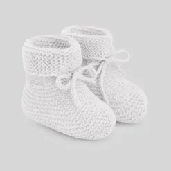 Paz Rodriguez - Bota Baby Neutral Knit Esencial, Branco Discount