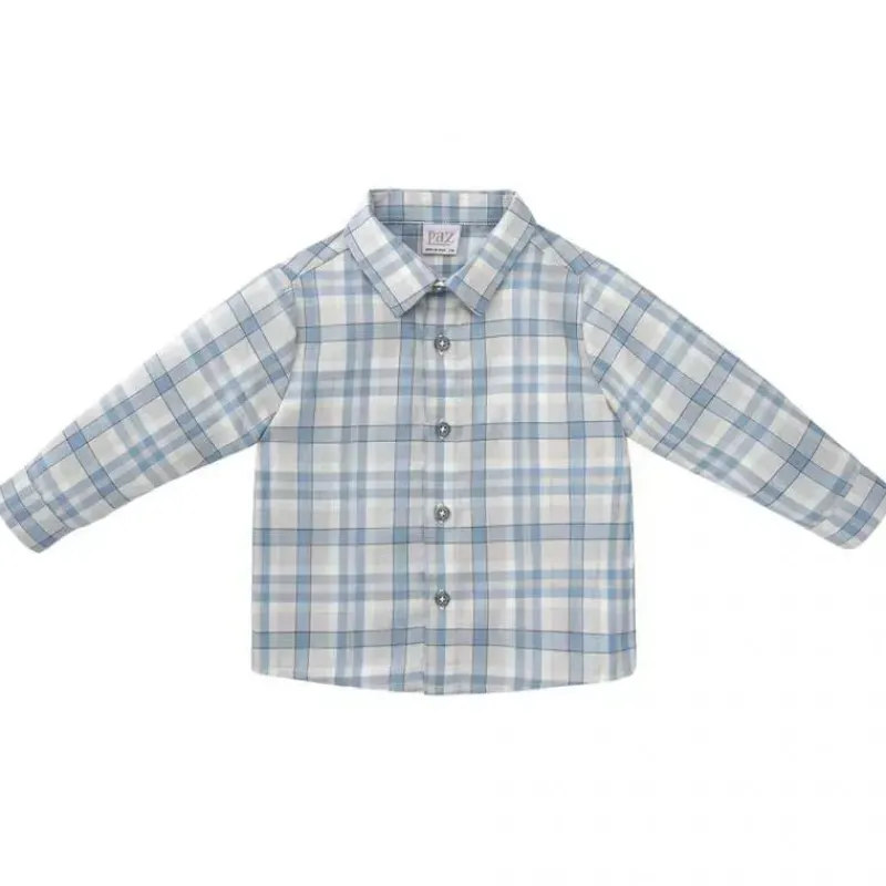 paz_rodriguez__camisa_beb_SKUK0bPJczt_0.webp Paz Rodriguez - Camisa bebê menino tecido recém-nascido Espacio, azul holandês Outlet