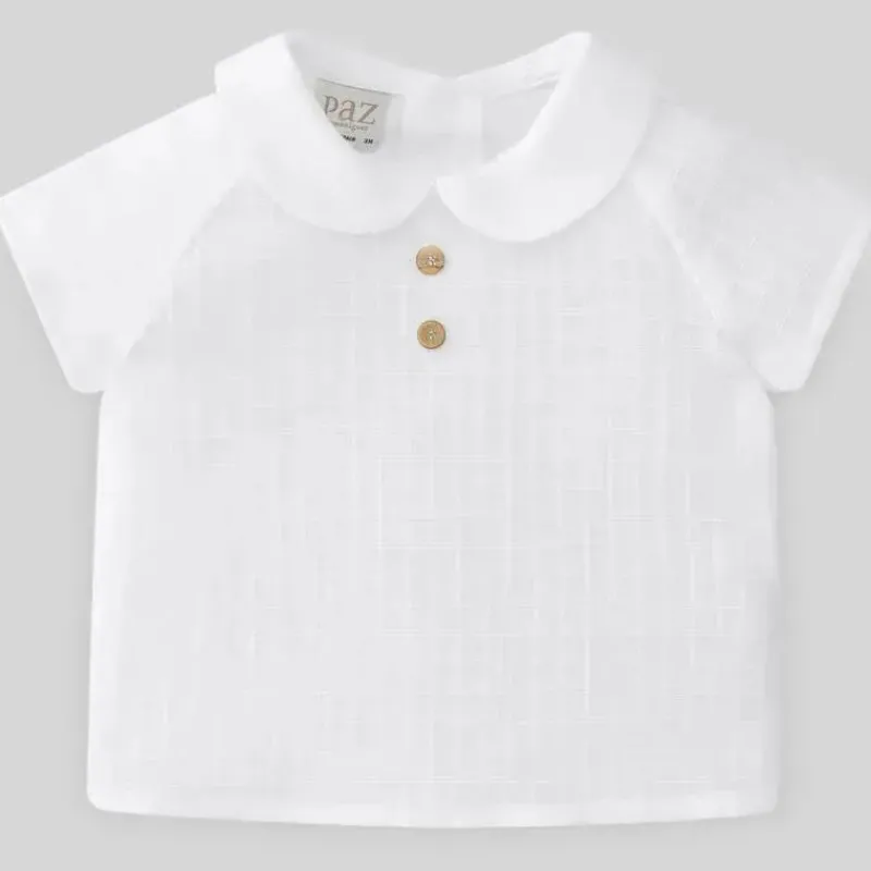 paz_rodriguez__camisa_beb_SKUcmYoOIyH_0.webp Paz Rodriguez - Camisa bebê unissex Woven Merlo, Branco Clearance