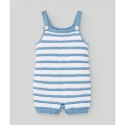 Paz Rodriguez - Conjunto de 2 unidades para bebê em malha para recém-nascidos e macacão de malha com listras, branco/azul giz Best