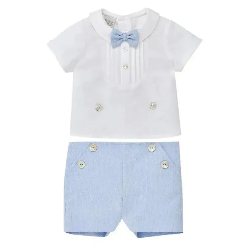 paz_rodriguez__conjunto_d_SKUhNiLNuMd_0.webp Paz Rodriguez - Conjunto de bebê 2Pk blusa e short recém-nascido tecido, branco/azul celeste Online