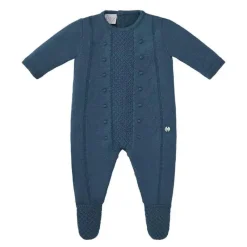 Paz Rodriguez - Macacão recém-nascido de tricô para bebê menino, azul chumbo Outlet