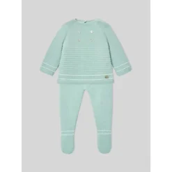 Paz Rodriguez - Take Me Home Set Knit Newborn Sweater + Leggings Eido, Sky Blue/White New