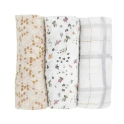 Little Unicorn Pequeno Unicórnio - Swaddle de musselina de algodão 3Pk, abelhas de jardim Discount