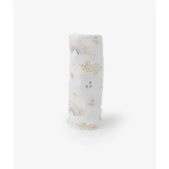 Little Unicorn Pequeno Unicórnio Deluxe Muselin Swaddle Single - Arco-íris e Pingos de Chuva Sale