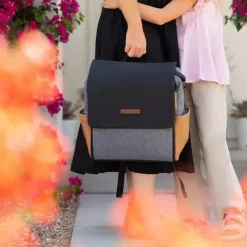 Petunia Pickle Bottom Petunia - Bolsa de Fraldas Boxy Backpack, Camelo/Grafite Discount