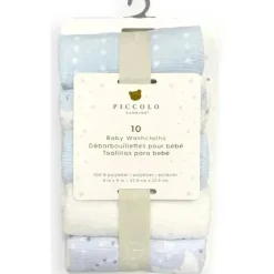 Piccolo Bambino - 10 Pk Washcloth Set Blue New