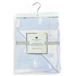 Piccolo Bambino - Feather Chenille Blanket Stroller Blanket On Wooden Hanger Blue Discount