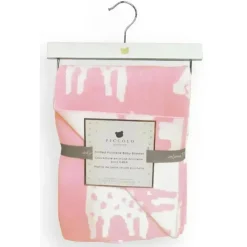 Piccolo Bambino - Jacquard Reversible Blanket On Wooden Hanger Pink Hot