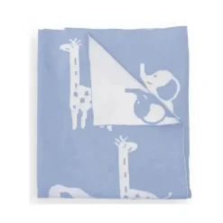 Piccolo Bambino - Jacquard Reversible Blanket On Wooden Hanger Blue Best