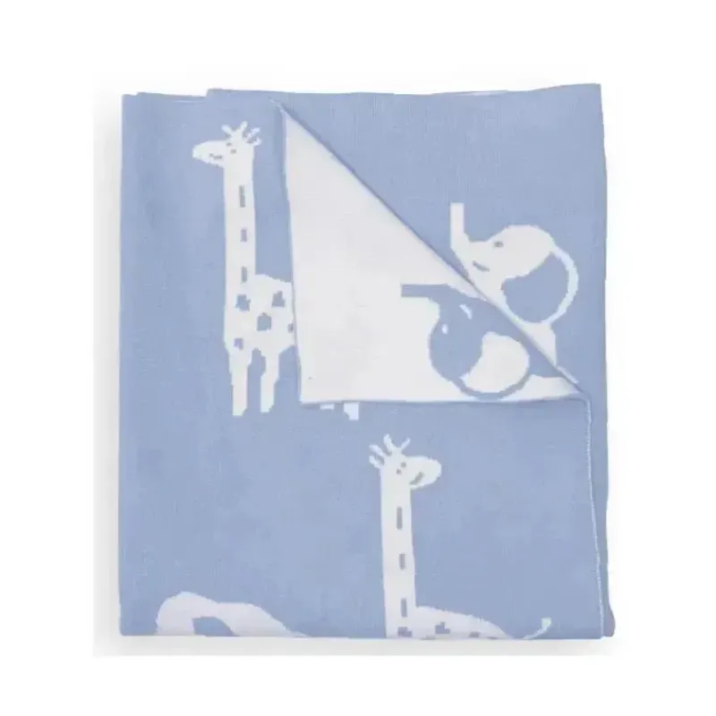 piccolo_bambino__jacquard_SKUXfTQMDUV_0.webp Piccolo Bambino - Jacquard Reversible Blanket On Wooden Hanger Blue Best
