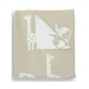 Piccolo Bambino - Jacquard Reversible Blanket On Wooden Hanger Beige Online