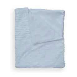 Piccolo Bambino - Textured Faux Fur Stroller Blanket On Wooden Hanger Blue Outlet