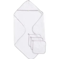 Piccolo Bambino - Toalha com capuz c/ 3 panos, branco/rosa Best