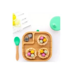 Eco Rascals Placa de sucção de bambu com duas seções Classic, azul Discount