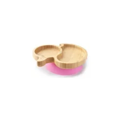 Eco Rascals Placa de sucção de bambu com duas seções de pato, rosa Clearance