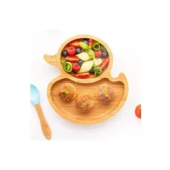 Eco Rascals Placa de sucção de bambu com duas seções de pato, rosa Clearance