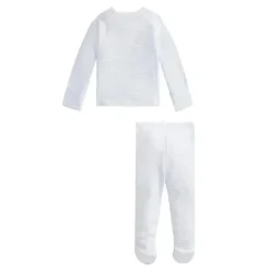 Ralph Lauren Polo Baby - Conjunto de calça de malha de algodão orgânico de manga comprida para menino, azul berilo/branco Fashion