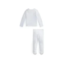 Ralph Lauren Polo Baby - Conjunto de calça de malha de algodão orgânico de manga comprida para menino, quartzo urze/branco Sale