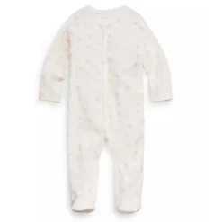 Ralph Lauren Polo Baby - Macacão de malha de malha de algodão orgânico de manga comprida, rosa Clearance