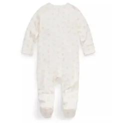Ralph Lauren Polo Baby - Macacão de malha de malha de algodão orgânico de manga comprida, rosa Clearance