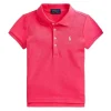 Ralph Lauren Polo bebê - menina polo manga curta de malha elástica, rosa Best