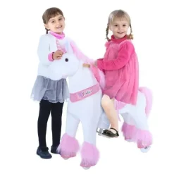 PonyCycle Pink Unicorn 3-5 Anos, Crianças Unicorn Ride on Toy, Ride on Unicorn Toy Toy Plush, Pink Pony Hot