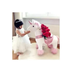 PonyCycle Pink Unicorn 3-5 Anos, Crianças Unicorn Ride on Toy, Ride on Unicorn Toy Toy Plush, Pink Pony Hot