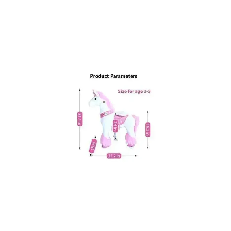 ponycycle_pink_unicorn__a_SKUoxp8AnYP_7.webp PonyCycle Pink Unicorn 3-5 Anos, Crianças Unicorn Ride on Toy, Ride on Unicorn Toy Toy Plush, Pink Pony Hot