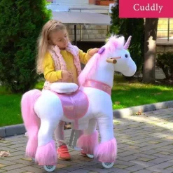 PonyCycle Pink Unicorn 4-10 Anos, Crianças Unicorn Ride on Toy, Ride on Unicorn Toy Toy Plush, Pink Pony Outlet