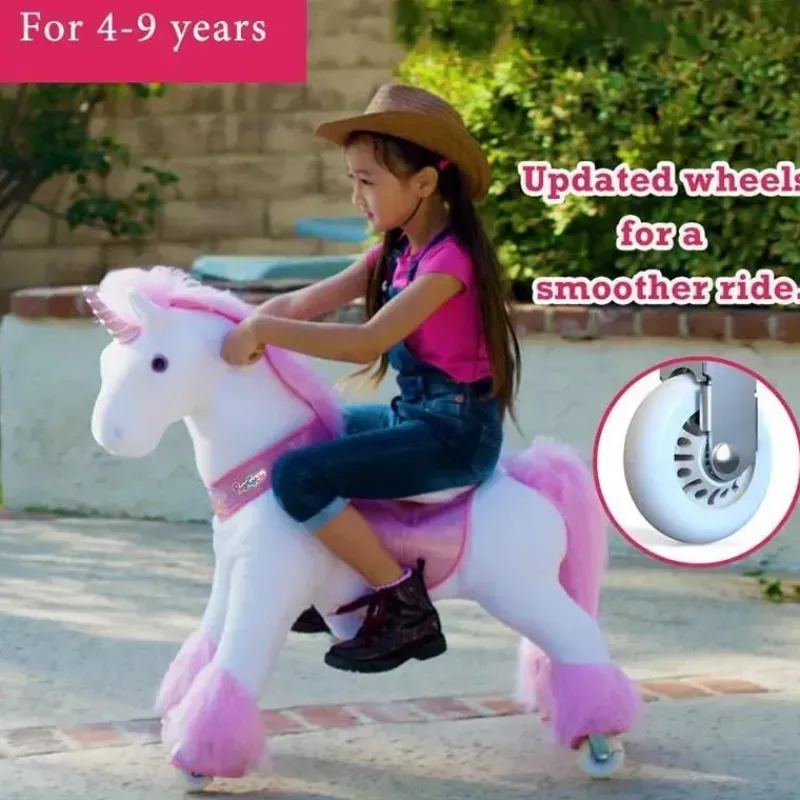 ponycycle_pink_unicorn__a_SKUwB2FIk75_3.webp PonyCycle Pink Unicorn 4-10 Anos, Crianças Unicorn Ride on Toy, Ride on Unicorn Toy Toy Plush, Pink Pony Outlet
