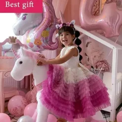 PonyCycle Pink Unicorn 4-10 Anos, Crianças Unicorn Ride on Toy, Ride on Unicorn Toy Toy Plush, Pink Pony Outlet