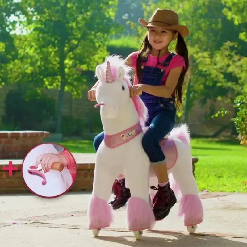 ponycycle_pink_unicorn__a_SKUwB2FIk75_8.webp PonyCycle Pink Unicorn 4-10 Anos, Crianças Unicorn Ride on Toy, Ride on Unicorn Toy Toy Plush, Pink Pony Outlet